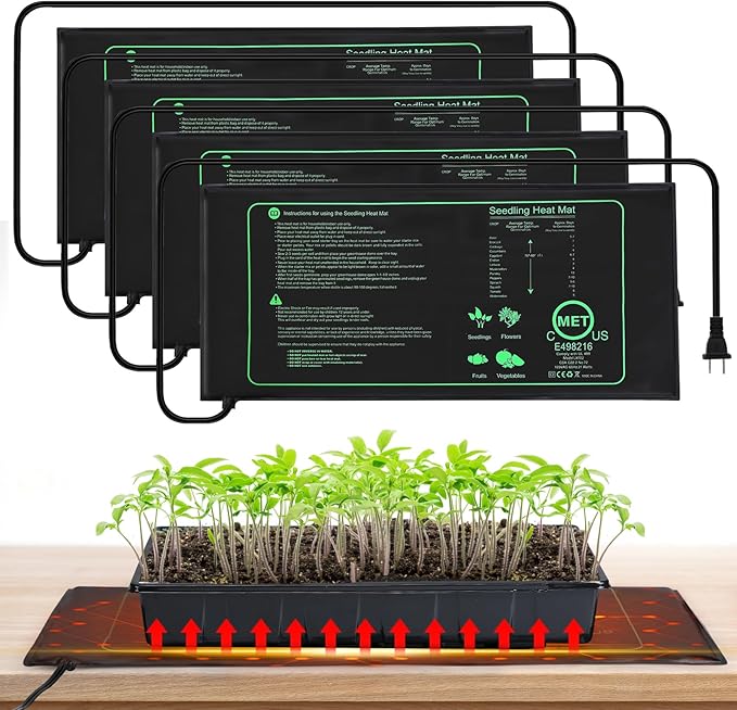 4 PCS Durable Seedling Heat Mat for Plants - 10'' x 20.5'' Bulk Seed Starting Heating Mat for Indoor Grarden Greenhouse Waterproof Warm Hydroponic Seed Mat for Plant Germination Growth