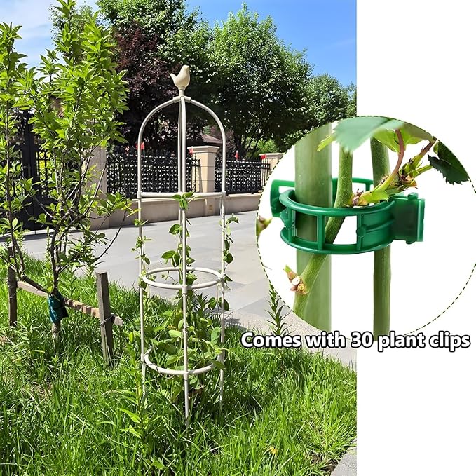 Garden Trellis for Climbing Plants Metal Obelisk Flowers Stand Tomato Cage Plant Support Metal Pipe for Vines Flower Climbing Rose Clematis Vegetable Tomato Trellis(Black36x85cm)