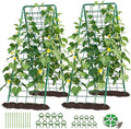 DoCred Cucumber Trellis 59 H 2 Pack Metal Foldable Thickened A Frame Garden Trellis for Raised Bed Climbing Plants Vegetables Including Plant Support Clips Twist Ties Plastic Ties Green