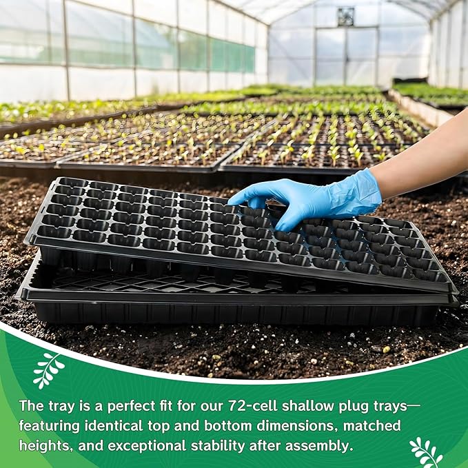 Vesici 60 Pack Seed Starter Trays and 72-Cell Plug Trays Sturdy Plastic Seedling Nursery Bundle for Microgreens 1020 Tray Germination Plant Propagation and Seed Starting &amp Transplanting