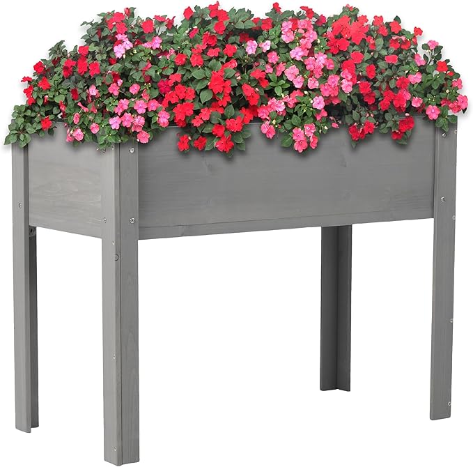 Elevated Raised Garden Bed with Legs - 31 HeightWooden Planter Box No-Bend Growing for Vegetables/Flowers/Herbs