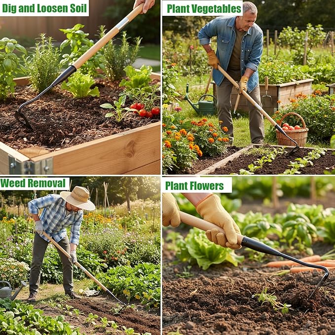Gardening Tools Hollow Hoe All-Steel Hardened Hollow Hoe with 55 Inch Long Handle Sharp Edge Garden Weeding Tools Garden Weeder Tool Shovel Weed Puller for Backyard Loosening Farm Planting Weeding
