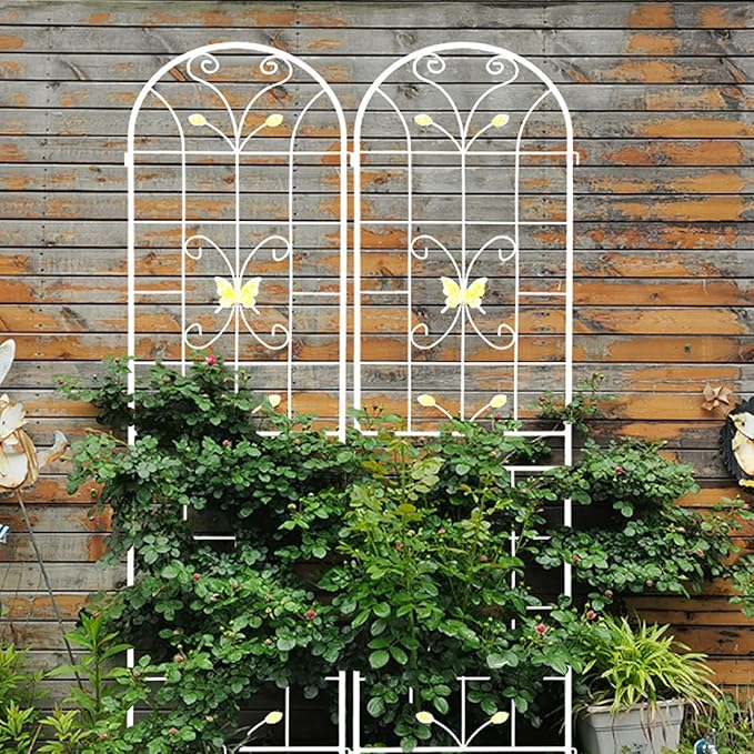 Prime 2 Pack Metal Garden Trellis 86.7 x 19.7 Rustproof Trellis for Climbing Plants Flower Support Outdoor White
