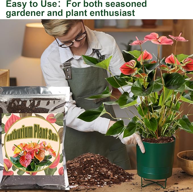All-Natural Potting Soil for Anthurium &amp Indoor Plants 10qt - Enhanced Drainage No Additives | Premium Indoor Plant Soil Mix