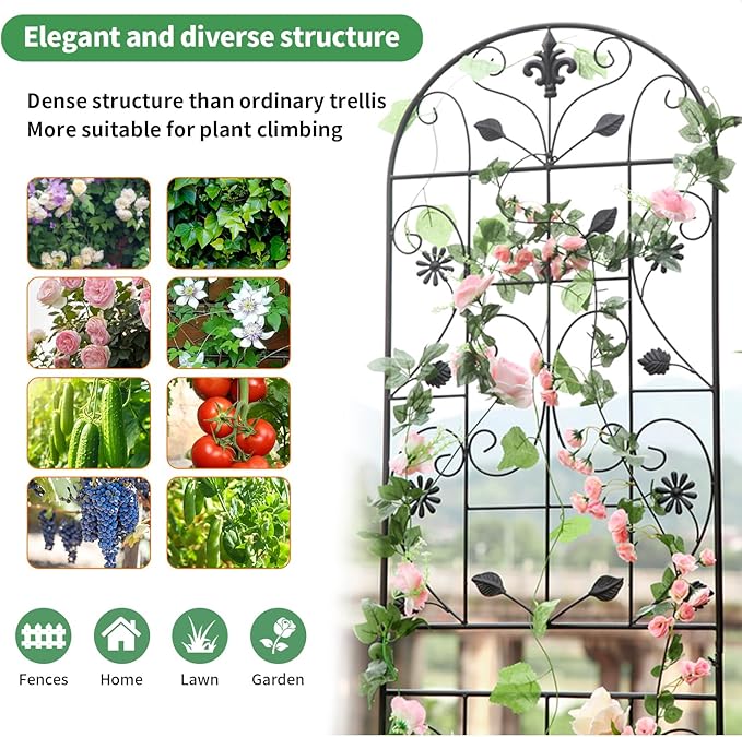 Trellis for Climbing Plants Outdoor （2 Pack 70.8x19.6-inch） Generic Metal Garden Trellis Rustproof Easy Assembly（Black）