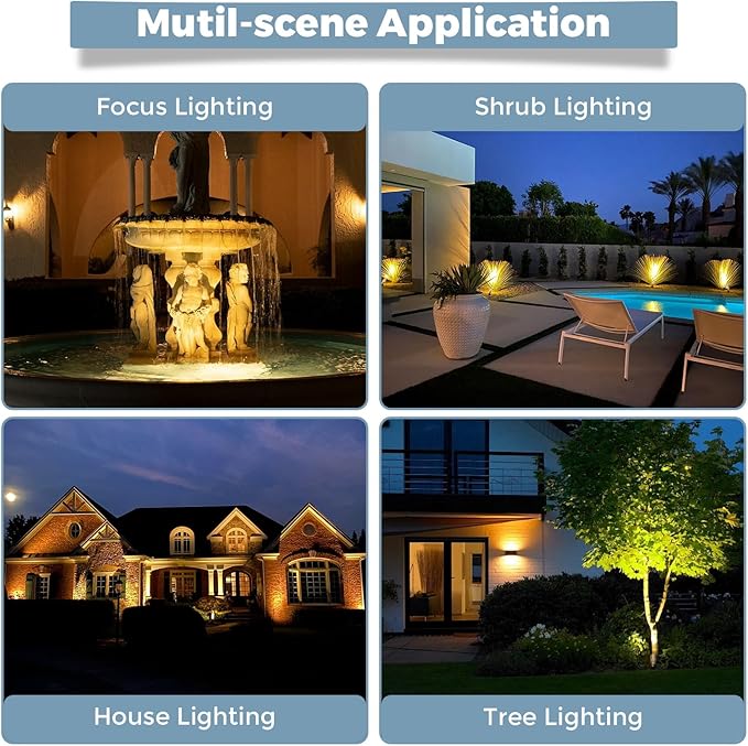 Gardencoin Solid Brass Outdoor Landscape Spotlights 12V LED Low Voltage Wired Waterproof Landscape Lighting Accent Lights for Yard Tree Wall Gold Up Lighting Fixture Without MR16 Bulb(6 Pack)