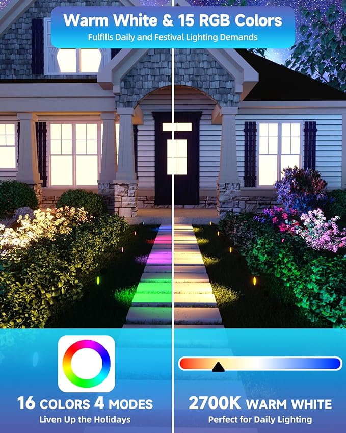 Landscape Spotlights Color Changing RGBW MR16 LED Bulb 4W–Ideal for Landscape Spot Lights Christmas Lighting &amp Decorative Setups12V Low Voltage Spot Lights 2-Count