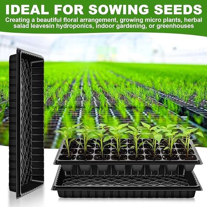 Vesici 32 Pack Seed Starter Trays 32 Cell Seedling Trays with 1020 Flat Tray Deep Plug Nursery Plant Pots for Germination Water Collection Indoor Outdoor Seed Starting &amp Transplanting