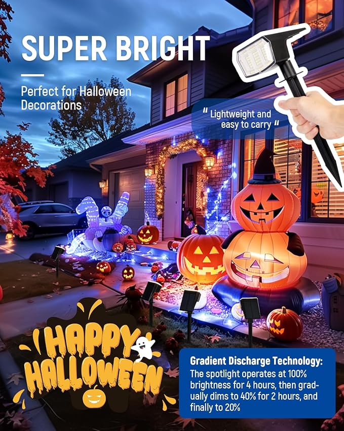 Solar Spot Lights Outdoor Waterproof 2 Pack IP65 63 LED 3 Lighting Modes Spotlights for Yard Garden House Garage Pathway