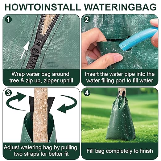 20 Gallon Tree Water Bags Slow Release Watering Bag System - Gator Style Ring for New TreesTreegator Bags for Drip Irrigation Fruit Protection Tree Storage (3 Pack)