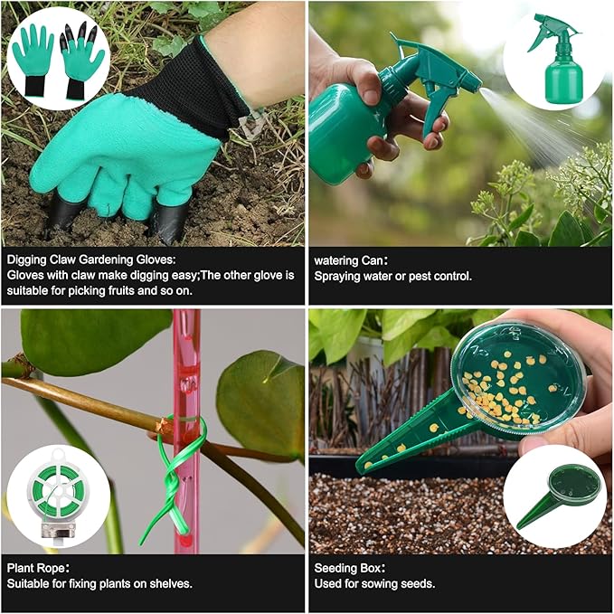 Gardening Supplies Garden Tool Set 19 Pcs Stainless Steel Garden Tool Kit with Bag Ideal Gardening Gifts for Women