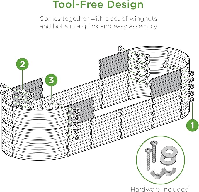 Best Choice Products 4x2x2ft Outdoor Metal Raised Garden Bed Oval Deep Root Planter Box for Vegetables Flowers Herbs and Succulents w/ 101 Gallon Capacity Rubber Edge Guard - Charcoal