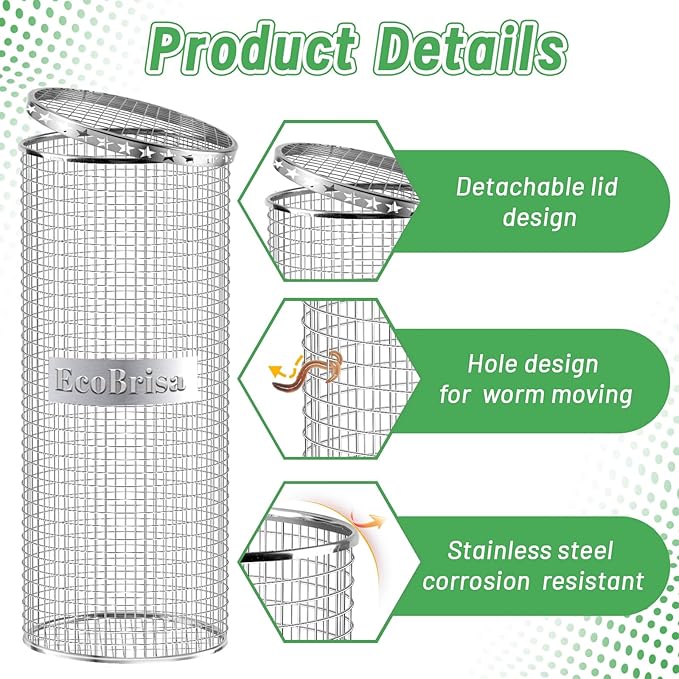 2pack Underground Worm Composting Bin Metal Compost Bin for Recycling Kitchen Food Waste Outdoor Worm Compost Bin with Holes and Lid Use in Outdoor Garden Vegetable Patch Backyard