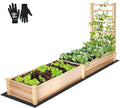 VIVOSUN Wooden Raised Garden Bed 48 x 24 x 30 Inches Outdoor Wood Planter Box with Gloves and a Liner with Trellis for Vine Climbing for Garden Patio Balcony Backyard and Outdoors