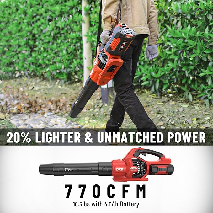 58V Cordless Leaf Blower Brushless 770 CFM 180MPH Power Variable-SpeedElectric Blower with 4Ah Battery and 5A Fast Charger for Lawn Care Yard Outside(KDLB58211BDM)