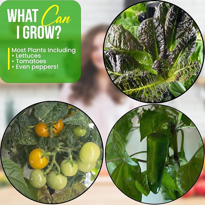 Hydroponic Tower Planter - Complete Plant Growing Starter Kit - Vertical Indoor System for Herb and Vegetable Gardening Microgreens and More - Includes Grow Light Setup Smart WiFi Control