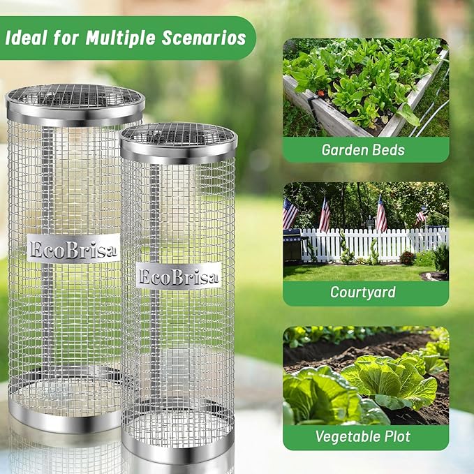 2 Pack Inground Worm Composting Bin Metal Compost Bin for Recycling Kitchen Food Waste Outdoor Worm Compost Bin with Holes and Lid Use in Outdoor Garden Vegetable Patch Backyard