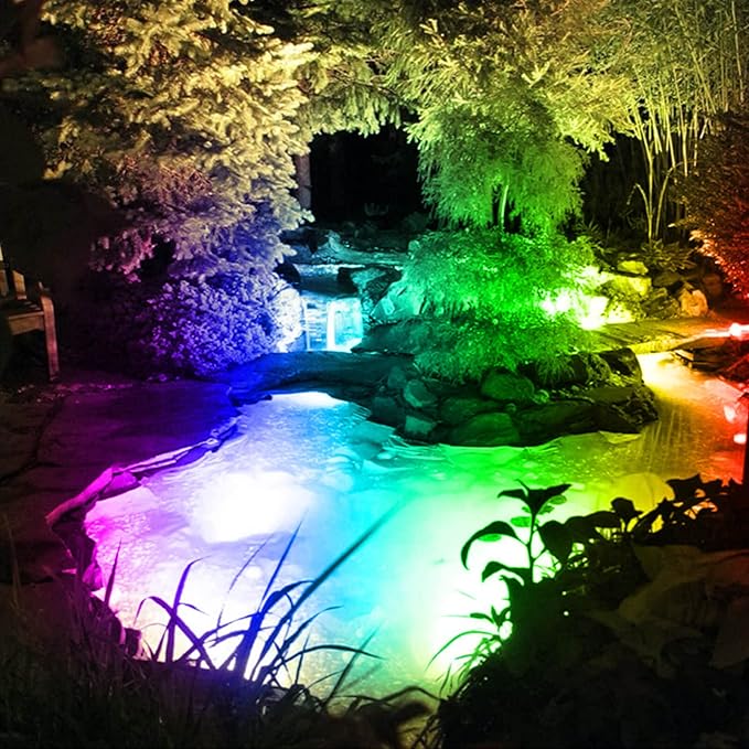 Underwater LED Lights 18W RGB Color Changing Spotlights IP68 Waterproof Submersible Spotlights Suitable for Garden Yard Lawn Pathway （Not Include Transformer）
