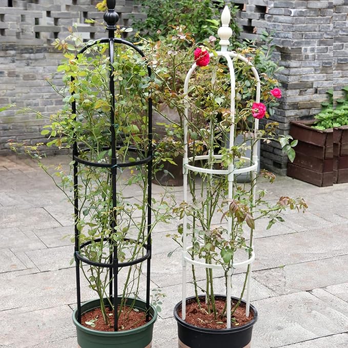 Black Garden Obelisk Trellis Garden Obelisk Trellisfor Climbing Plants Metal Plant Support Trellis Rose Climbing Trellis Flower Supports for Potted Plants Climbing Rose Vine(120cm/47in)
