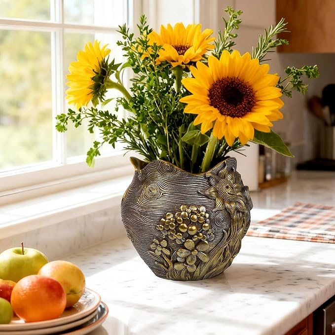 Sunflower Starry Sky Plant Pots-Cute Unique Flower Pots with Drainage Hole Resin Planters for Indoor Outdoor Succulent Planter Plant Gifts for Mother's Day Birthday Christmas