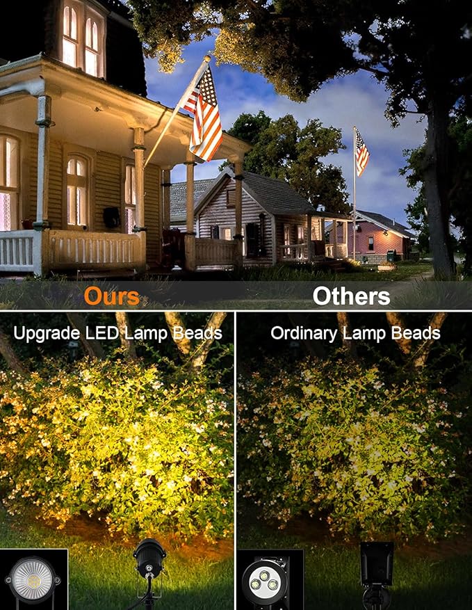 Dusk to Dawn Outdoor LED SpotlightOutdoor Landscape Lighting with Photocell Sensor 3000K Warm White Waterproof Spot Lights for Yard Flag Pole House Garden Tree(2 Pack)