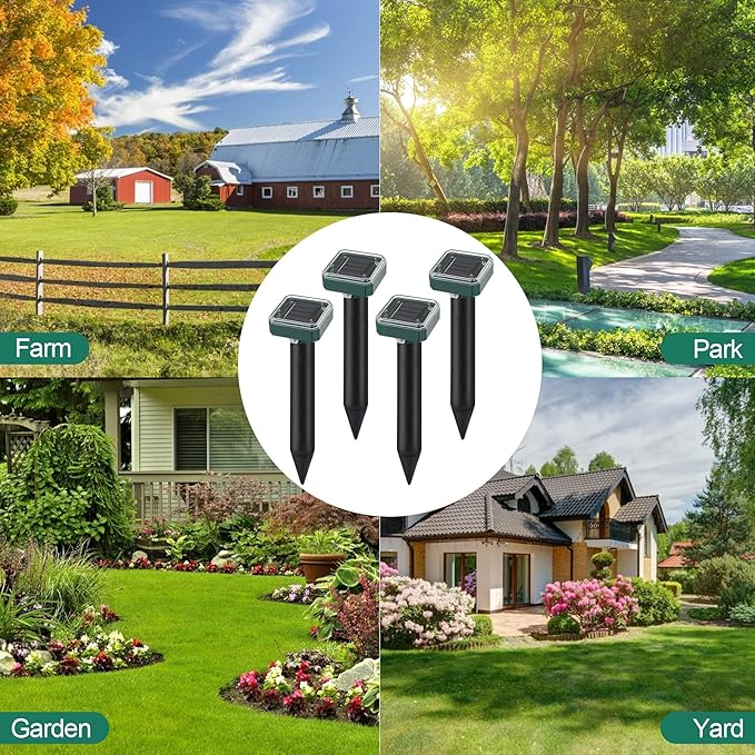 Mole Repellent for Lawns 8 Pack Solar Powered Mole Repeller Ultrasonic Gopher Deterrent Outdoor Waterproof Vole Vibration StakesSonic Spike for Rodent Groundhog Snake Chipmunk