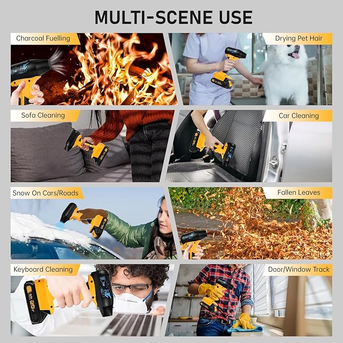 Jet Dry Mini Blower Compatible for Dewalt 20V 60V Li-ion Battery 130000RPM Electric Air Duster Wind Speed 4-Speed Control Cordless Handheld Jet Fan for Drying Cleaning (NO Battery)