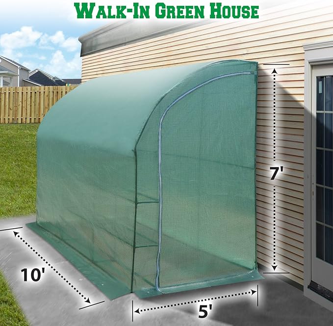 BenefitUSA ZH0124 New Large Walk-in Gardening Sunshade Greenhouse Outdoor Green 10 x 5 x 7'