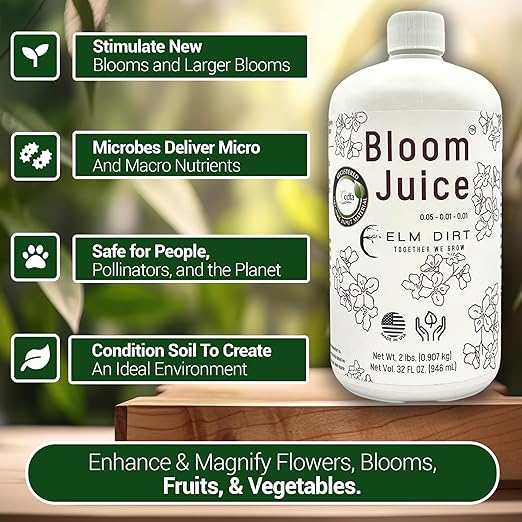 Elm Dirt 100% Organic Worm Castings &amp Bloom Juice for All Flowering Plants - Bloom Booster Fertilizer Earthworm Casting | Organic Plant Food for Houseplants Vegetables Flowers &amp Gardens Fert