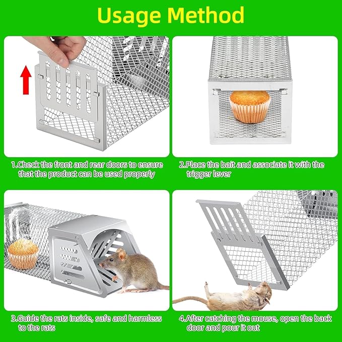 Chipmunk Trap Humane Rat TrapMulti-Catch Reusable Mouse Trap for Home/Garden/Warehouse Humane Mouse Traps- Safe &amp Effective Mouse for Families &amp Farmers 1 PCS