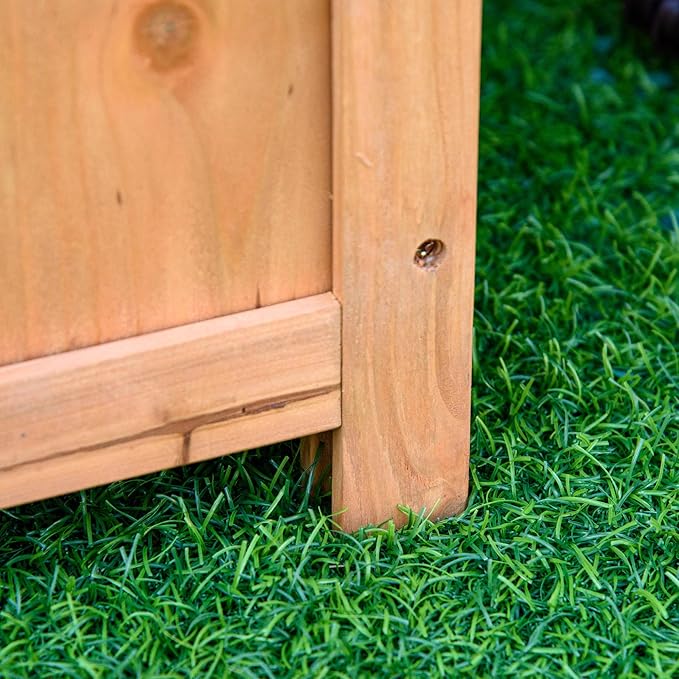 Outsunny Wooden Raised Garden Bed with Trellis 46 Planter Box to Grow Vegetables Herbs and Flowers for Backyard Patio Brown