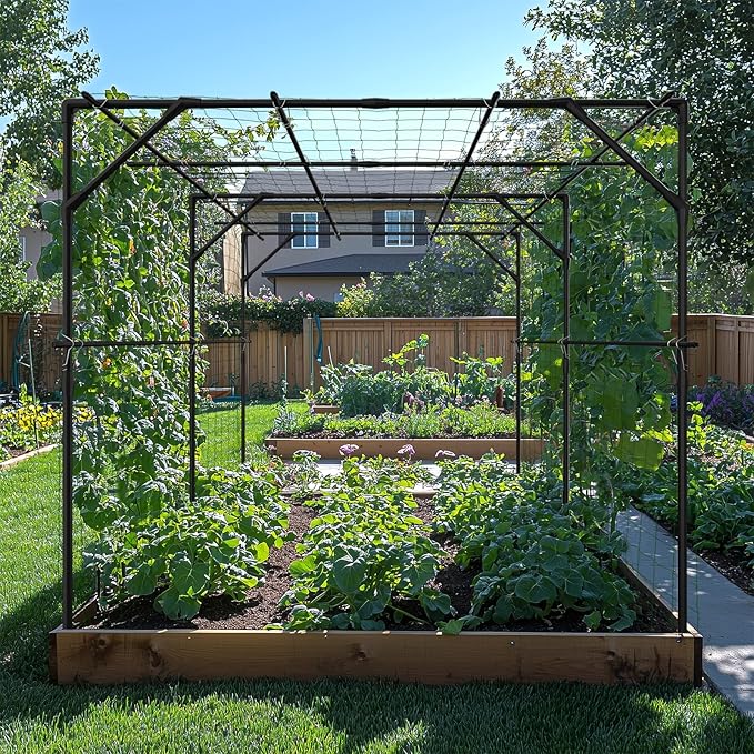 DoCred Large Garden Arch Trellis for Climbing Plants 79'' H x 79'' L x 79'' W Outdoor Grape Vine Trellis Arch Arbor Gazebo Grape Trellis for Climbing Plants Courtyard and Garden Decoration Black