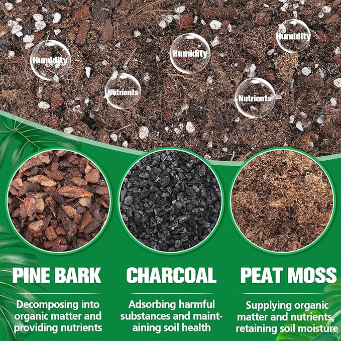 6.4QT Monstera Soil Potting Mix - Natural Organic Tropical Plant Soil for Improving Growth Rate Sustainable Houseplants Growing Media for Indoor Bonsai Succulents Moisture Retention Drainageq