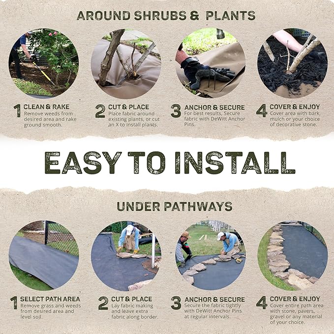Dewitt Garden Weed Barrier Natural Paper Mulch Black 4 x 300 Feet – Organic Gardening Ground Cover Mat for Vegetable Gardens Beds Greenhouse and Outdoor Planting Areas