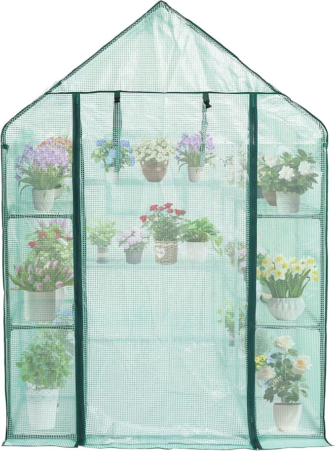 SUNGIFT Greenhouse for Outdoors 56 x 85 x 77 Inch Walk-in Outdoor Greenhouses Portable Green House 3 Tiers 20 Shelves for Garden Patio Backyard Green