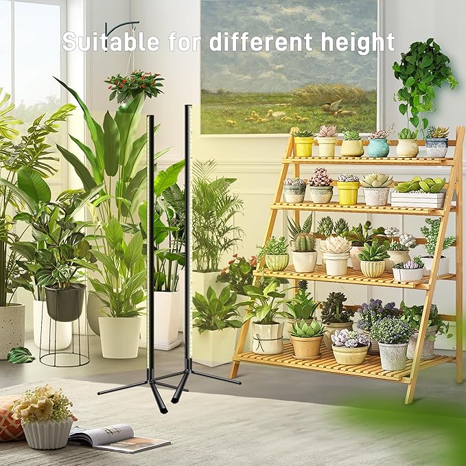 2PCS T8 Standing Grow Light 42W Full Spectrum LED Grow Light for Indoor Plants Plant Lamp with 243 LEDs Wide Illumination Area 4FT Height with On/Off Switch and Tripod Floor Stand