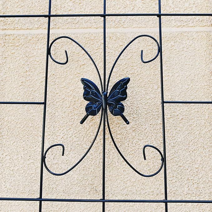 2 Pack Metal Garden Trellis 86.7 X 19.7 Rust-Resistant Trellis for Climbing Plants Outdoor Flower Support Black Black Galvanized Round Pipe with Powder Coating Outdoor Garden Seasonal Decor