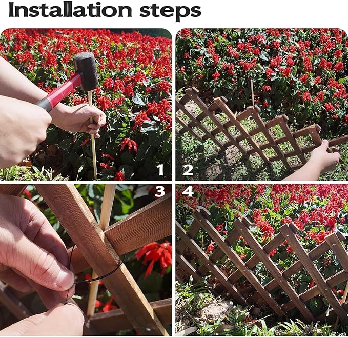 Expandable Wooden Lattice Trellis Outdoor Decorative Fence Panels for Climbing Plants Vine Ivy Rose Support Balcony Wall Decor Yard Landscape Edging Patio Divider Animal Barrier (3 Pack)