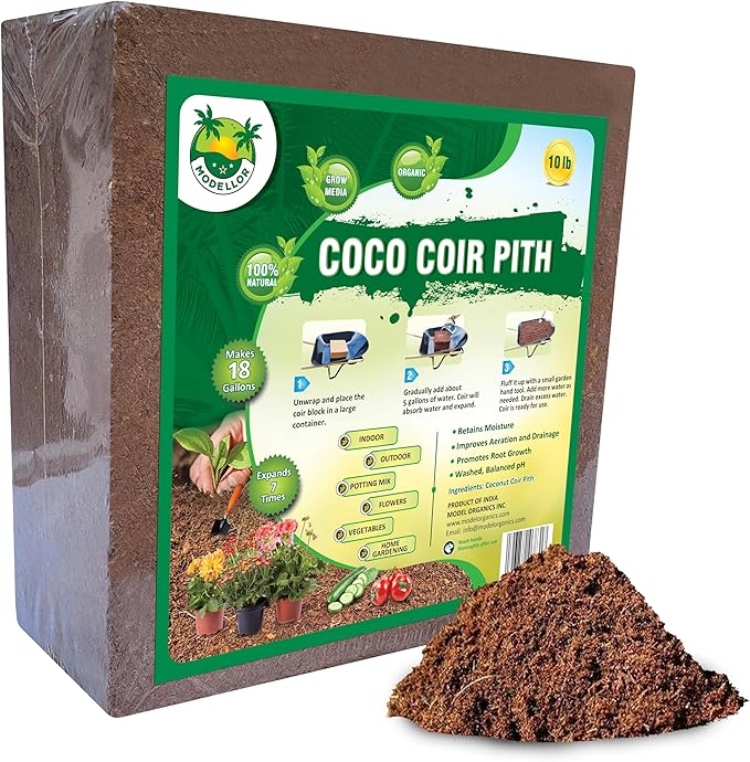 MODELLOR (10 lb) Premium Super Washed Coco Coir Brick High Yield 18 to 20 gallons Seed Starter Organic pH Balanced Gardening Indoor Outdoor use