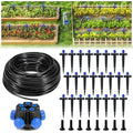 HIRALIY 100FT Garden Watering System Automatic Drip Irrigation Kit with Adjustable Flow Nozzles 5-Way Connector Plastic Material Modern Style Ideal for Lawn Patio Garden Raised Bed