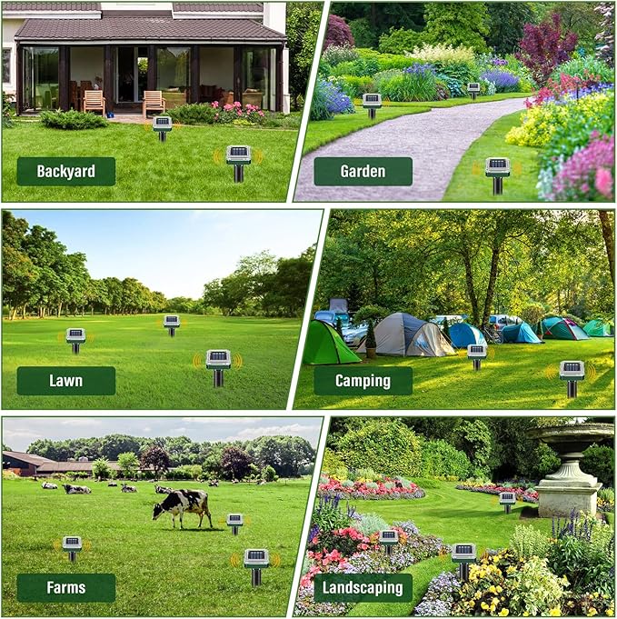 Solar Powered Mole Repellent 10-Pack Snake Vole Repellent Outdoor Gopher Repellent Ultrasonic Solar Powered for Lawn Garden Waterproof Get Rid of Moles Groundhog Chipmunk Repellent