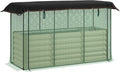 Galvanized Steel Raised Planter Container with Integrated Vegetable Cage and UV-Absorbing Shade Screen Beige Finish Premium Material