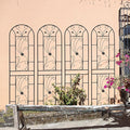Metal Garden Trellis Rustproof Trellis for Climbing Plants Outdoor Flower Support Peacock Style (Black-4 Pack 86.7x19.7)