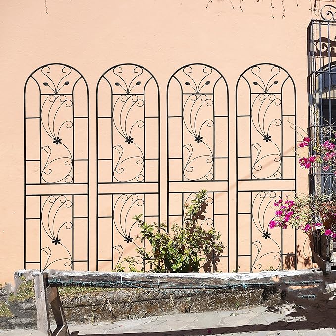 Outdoor Metal Garden Arch 86.7'' x19.7'' Rustproof Trellis for Climbing Plans and Flower Support Garden Arbor with Powder-Coated Galvanized Tube for Vegetables Flower (4 Pack)