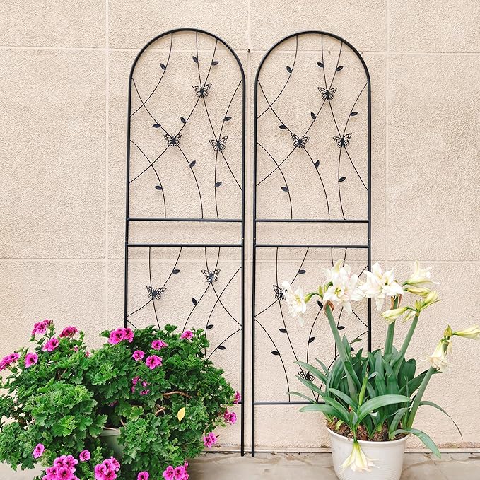 4 Pack Metal Garden Trellis 71 x 19.7 Inches Rustproof Powder-Coated Plant Support for Climbing Vines Roses Beans Peas Cucumbers