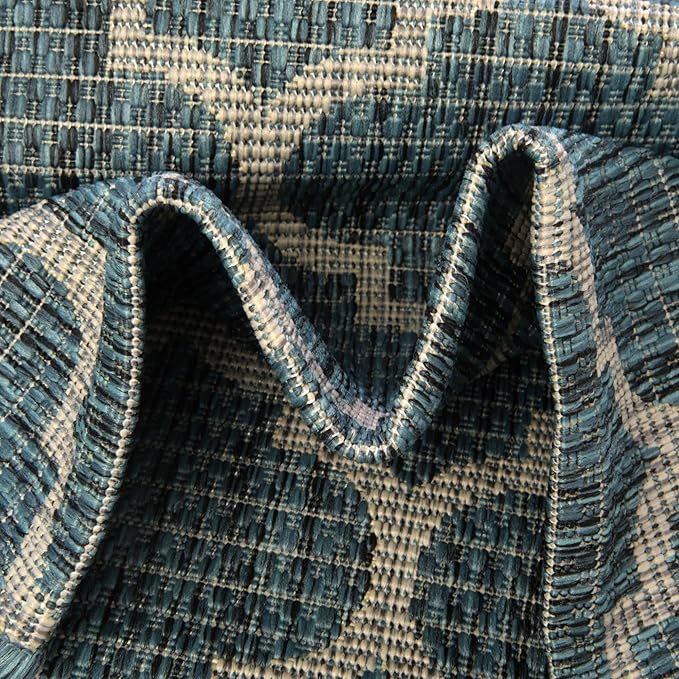 Unique Loom Outdoor Trellis Collection Area Rug (7' 10 Square Teal/ Gray)