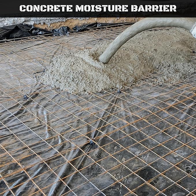 Plastic Sheeting 4 MIL Black (10x100) Roll for Tarp Garden Painters Drop Cloth Plastic Mulch Weed Barrier Underlayment Concrete Curing Moisture Vapor Construction Film Lumber Ground Cover