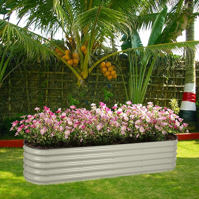 BPS 9-in-1 Metal Raised Garden Bed 6x3 FT Galvanized Planter Raised Beds for Vegetables Flowers 17'' Extra Tall