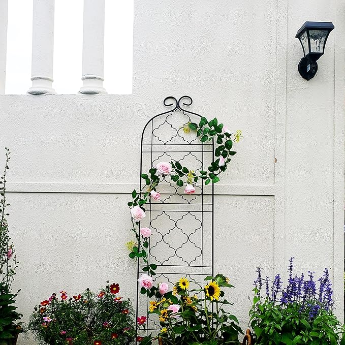 Garden Trellis for Vines and Climbing Plants Outdoor Iron Wire Lattices Grid Panels for Potted Climbing Pergola Cucumber Tomato Rose Vegetable Flower Plant Trellises (60 * 16 Inch Pack of 2 Black)