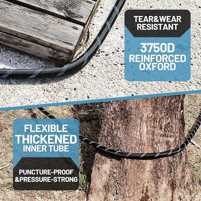 100Ft Non-Expandable Garden Hose with 10 Function Nozzles Flexible Lightweight Kink-Free Leak-Proof Sturdy Water Hose with Strong Brass Connector